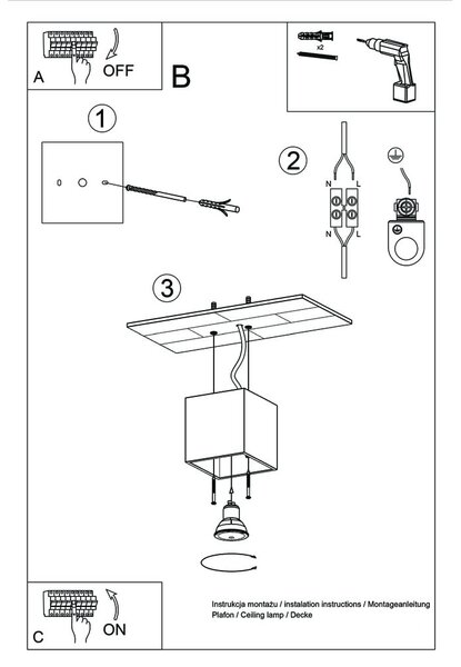 Črna stropna svetilka Nice Lamps Geo