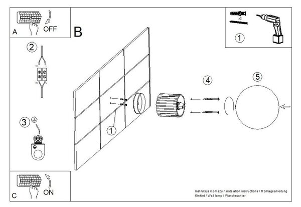 Sivorjava stenska svetilka Orbital – Sollux