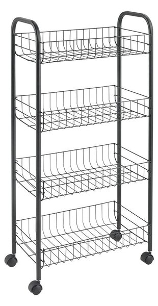 Črna kovinska mobilna polica 41x84 cm Ascona - Metaltex