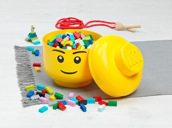 Rumena škatla za shranjevanje v obliki glave LEGO® Silly, ⌀ 16,3 cm