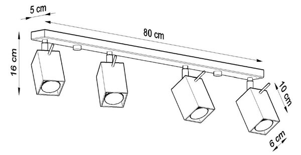 Sivo točkovno svetilo 6x80 cm Toscana – Nice Lamps