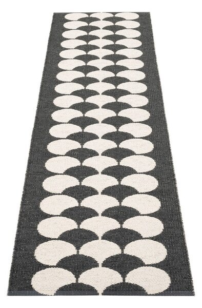 Črn/kremno bel zunanji in notranji tekač 70x250 cm Poppy Black Vanilla – Pappelina