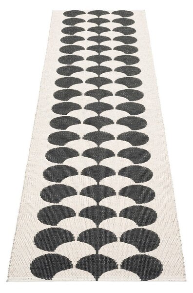 Črn/kremno bel zunanji in notranji tekač 70x250 cm Poppy Black Vanilla – Pappelina