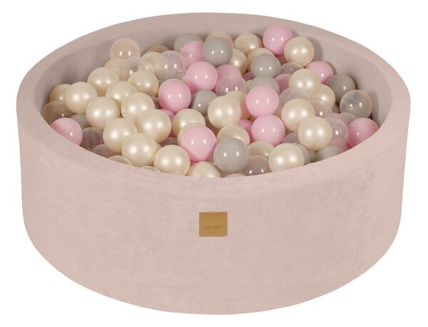 Kremno bel žameten bazen z žogicami ø 90x30 cm Montessori – Meowbaby