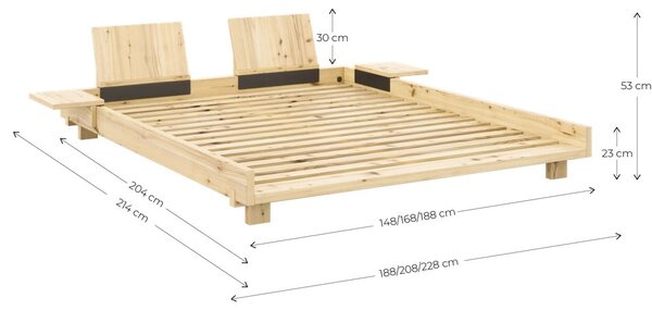 Rjava zakonska postelja iz masivnega bora z letvenim dnom 160x200 cm Social – Karup Design