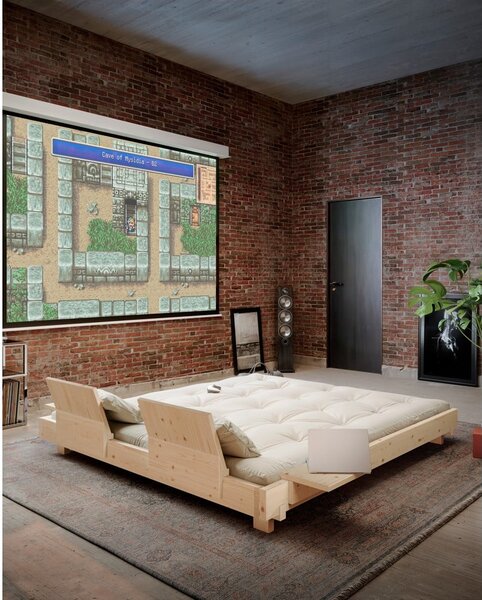 Rjava zakonska postelja iz masivnega bora z letvenim dnom 160x200 cm Social – Karup Design