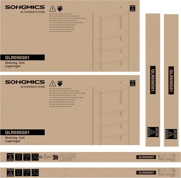 5-nivojska kovinska shranjevalna polica, nosilnost 600 kg, 50 x 100 x 200 cm, siva