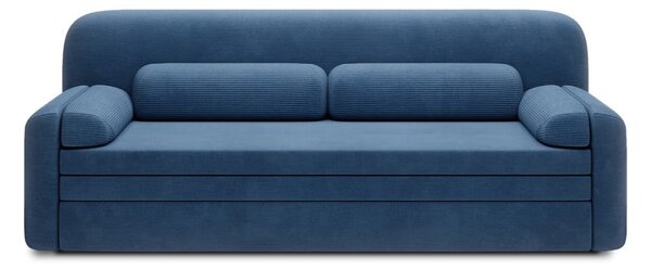 Modra raztegljiva/s prostorom za shranjevanje sedežna garnitura iz rebrastega žameta 236 cm Elioss – ELTAP