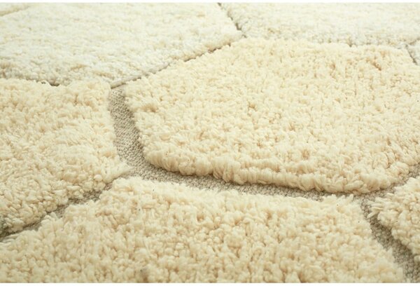 Oker rumena pralna ročno tkana bombažna okrogla preproga ø 140 cm Honeycomb Golden – Lorena Canals