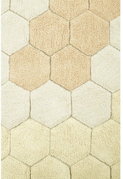 Oker rumena pralna ročno tkana bombažna okrogla preproga ø 140 cm Honeycomb Golden – Lorena Canals