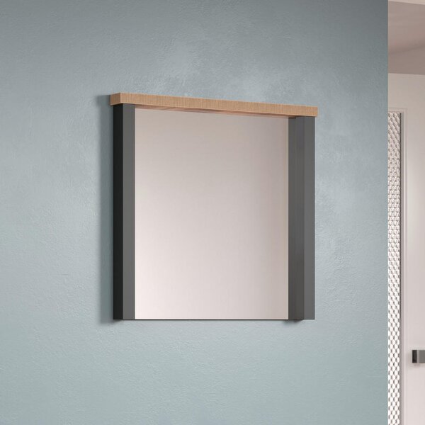 STENSKO OGLEDALO, 73/69/7 cm steklo, leseni material