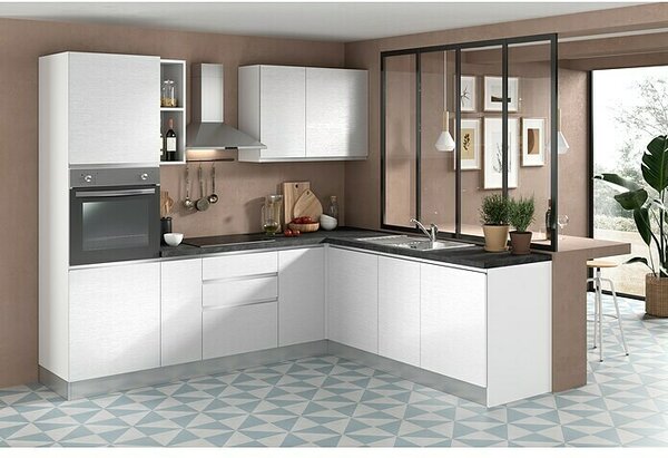 Marinelli Cucine Predsestavljena kotna kuhinja Gemma (Š x G: 250 x 225 cm, Z električnimi napravami, Umivalnik desno)