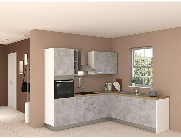 Marinelli Cucine Predsestavljena kotna kuhinja Cassiopea (Š x G: 250 x 225 cm, Z električnimi napravami, Umivalnik desno)