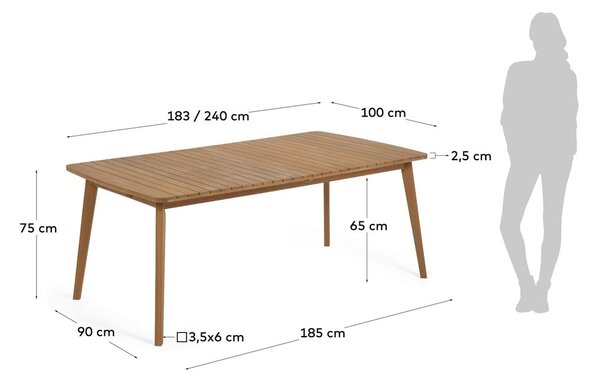 Vrtna miza iz masivnega lesa 100x240 cm Hanzel – Kave Home
