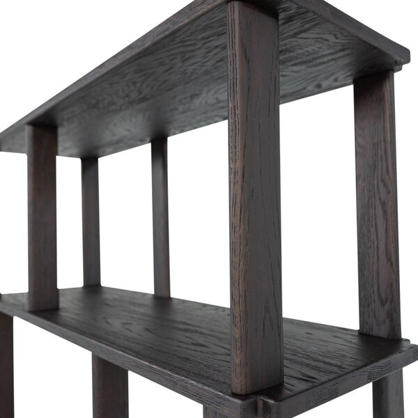Temno rjav regal iz masivnega hrasta 90x186x30 cm Riss – WOOOD