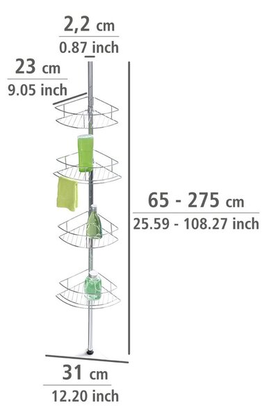 Kotna teleskopska kopalniška polica iz nerjavečega jekla v sijajno srebrni barvi Dolcedo – Wenko