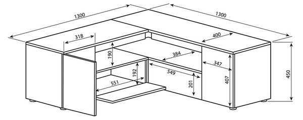 Bela/naravna TV omarica v hrastovem dekorju 130x46 cm Angle – TemaHome