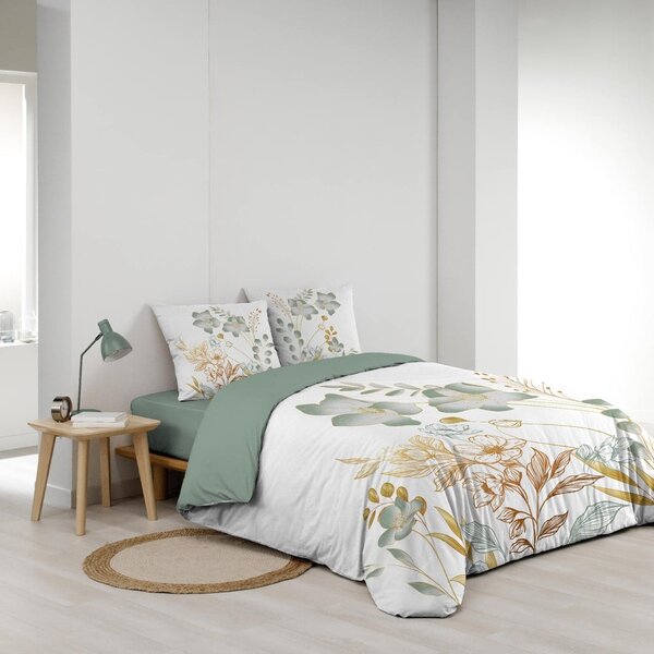 Belo-zelena podaljšana bombažna posteljnina za zakonsko posteljo 240x220 cm Lolita – douceur d'intérieur