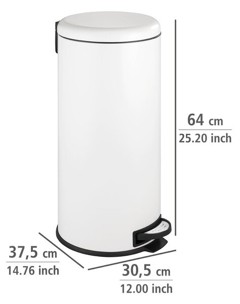 Bel jeklen koš za smeti s pedalom 30 l Leman – Wenko