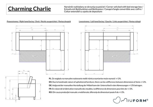 Siva raztegljiva kotna sedežna garnitura (levi kot) Charming Charlie – Miuform