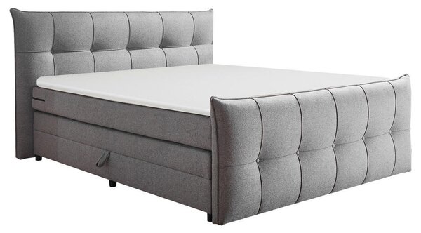 POSTELJA BOXSPRING 160 cm x 200 cm , tekstil, leseni material temno siva