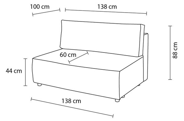 Kremno bel modul za sedežno garnituro iz rebrastega žameta (sredinski modul) Nihad modular – Bobochic Paris