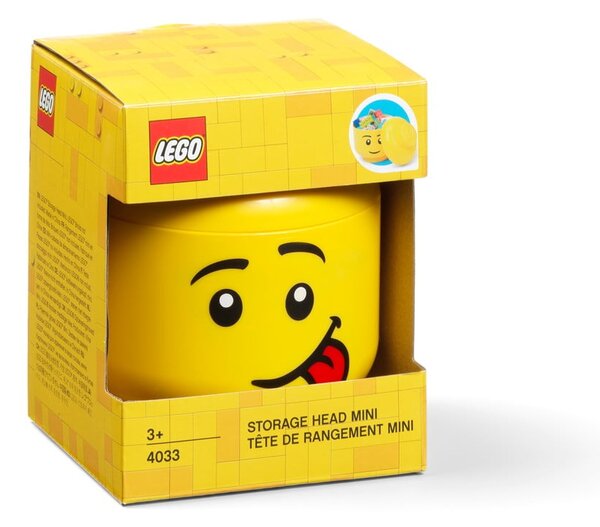 Rumena škatla za shranjevanje v obliki glave LEGO® Silly, 10,5 x 10,6 x 12 cm