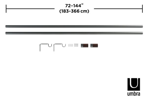 Jeklena raztegljiva karnisa 183 - 366 cm Blok - Umbra