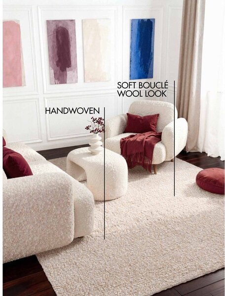 Kremno bela ročno tkana bouclé preproga 200x290 cm Notting Hill Portobello – Ted Baker