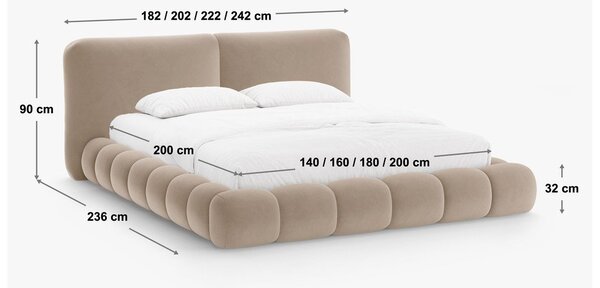Zelena oblazinjena zakonska postelja s prostorom za shranjevanje in z letvenim dnom 200x200 cm Solange – Micadoni