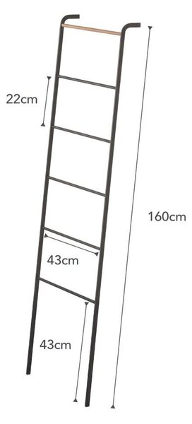 Črna dekorativna lestev z detajli iz bukovega lesa YAMAZAKI Tower Ladder