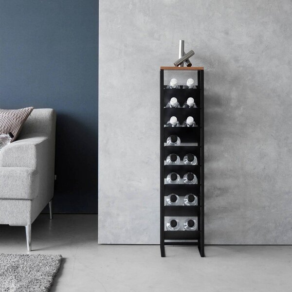 Črno kovinsko držalo za vino za 16 steklenic 20x88,5x19 cm Tower – YAMAZAKI