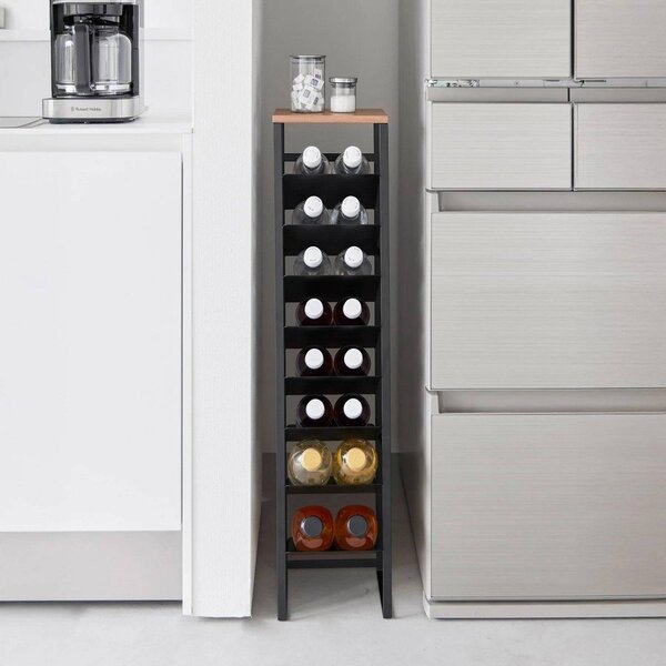Črno kovinsko držalo za vino za 16 steklenic 20x88,5x19 cm Tower – YAMAZAKI