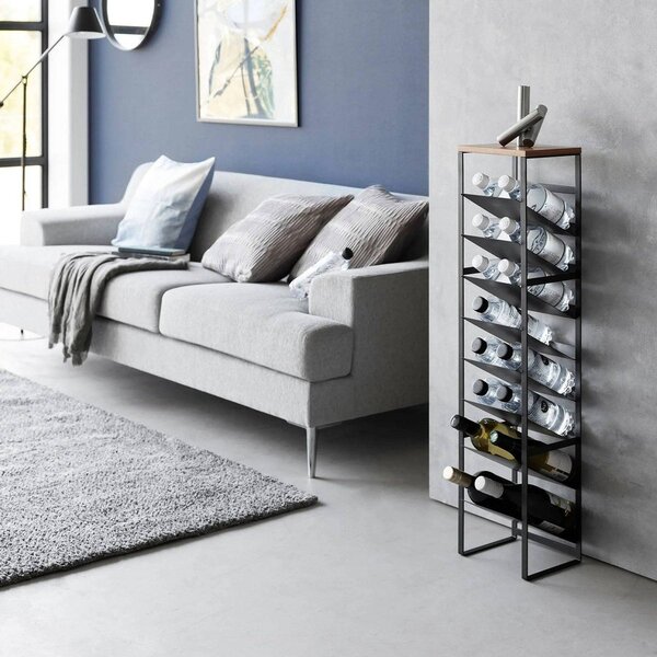 Črno kovinsko držalo za vino za 16 steklenic 20x88,5x19 cm Tower – YAMAZAKI