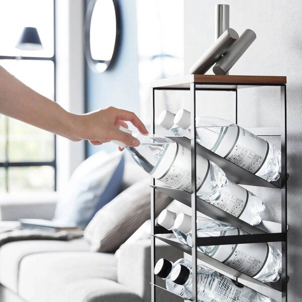 Črno kovinsko držalo za vino za 16 steklenic 20x88,5x19 cm Tower – YAMAZAKI