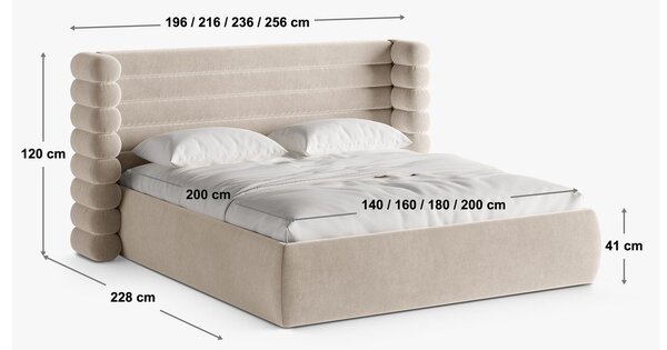 Rjava oblazinjena zakonska postelja s prostorom za shranjevanje in z letvenim dnom 180x200 cm Mount – Micadoni