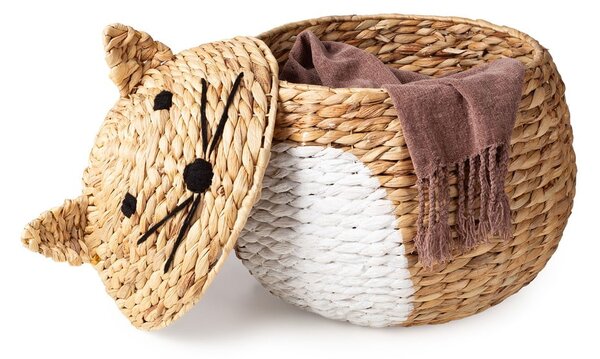 Otroška škatla za shranjevanje iz vodne hijacinte v naravni barvi ø 40x43 cm Cat – Compactor