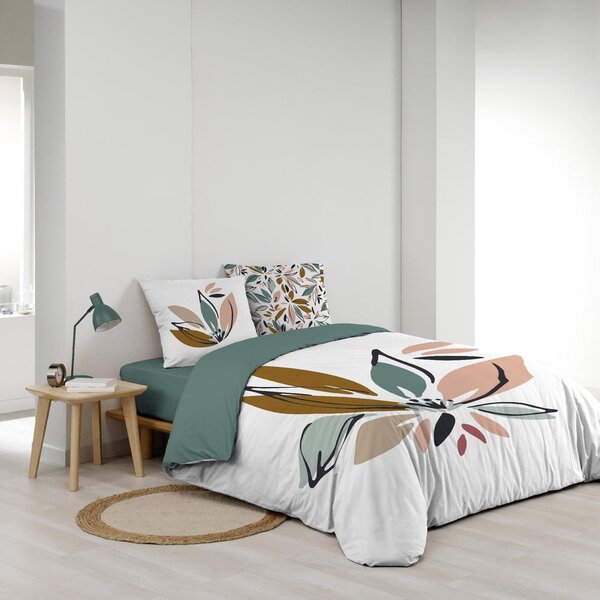 Bela podaljšana bombažna posteljnina za zakonsko posteljo 240x220 cm Octavia – douceur d'intérieur