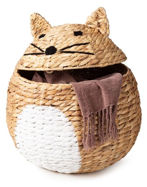 Otroška škatla za shranjevanje iz vodne hijacinte v naravni barvi ø 40x43 cm Cat – Compactor