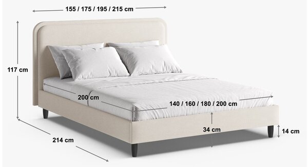 Opečnato oranžna oblazinjena zakonska postelja z letvenim dnom 180x200 cm Aveline – Micadoni