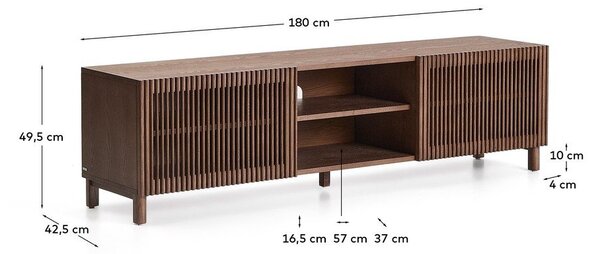 Temno rjava TV omarica v orehovem dekorju 180x49,5x42,5 cm Beyla – Kave Home