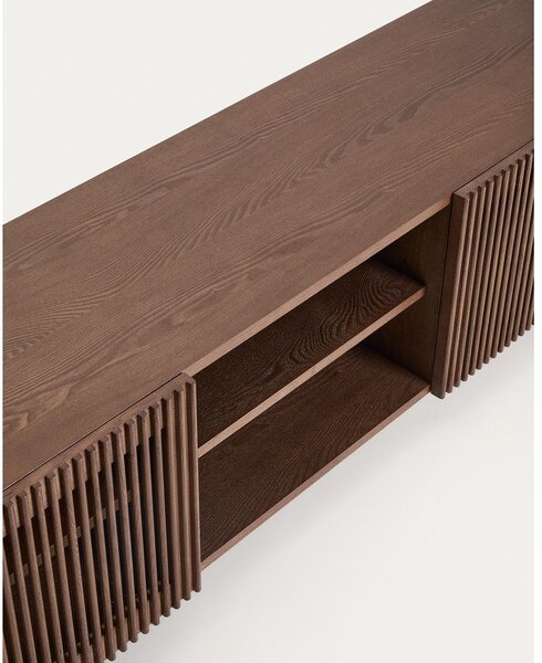 Temno rjava TV omarica v orehovem dekorju 180x49,5x42,5 cm Beyla – Kave Home