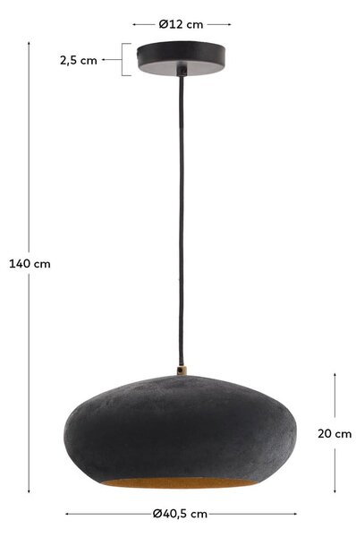 Črna viseča svetilka s kovinskim senčilom ø 30 cm Inda – Kave Home