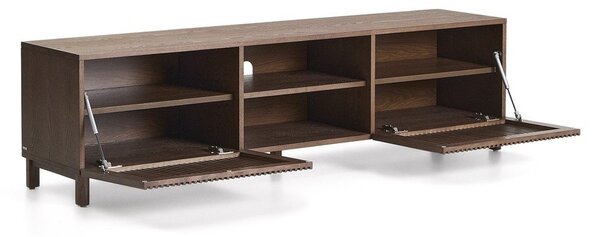 Temno rjava TV omarica v orehovem dekorju 180x49,5x42,5 cm Beyla – Kave Home