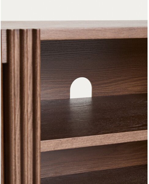 Temno rjava TV omarica v orehovem dekorju 180x49,5x42,5 cm Beyla – Kave Home