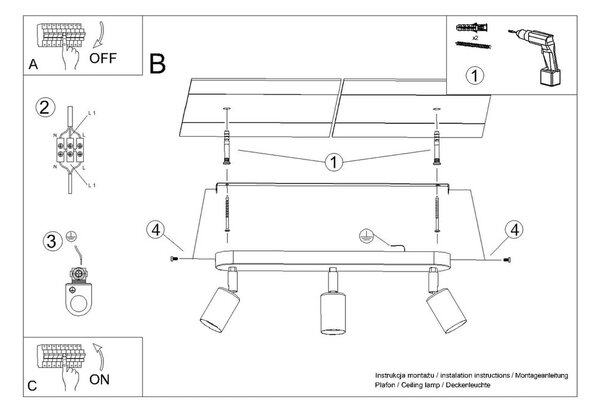 Črna stropna svetilka ø 6 cm Brando – Nice Lamps