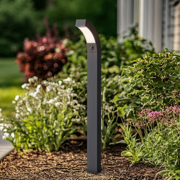 Lucande LED luč za osvetlitev poti Lennik, senzor, 100 cm, antracit, Črna, Aluminij, Sodobni