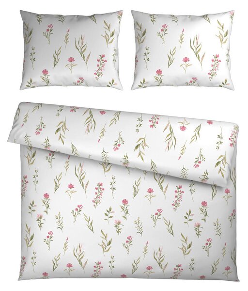 POSTELJNINA Mavie 200/200 cm saten roza, bela