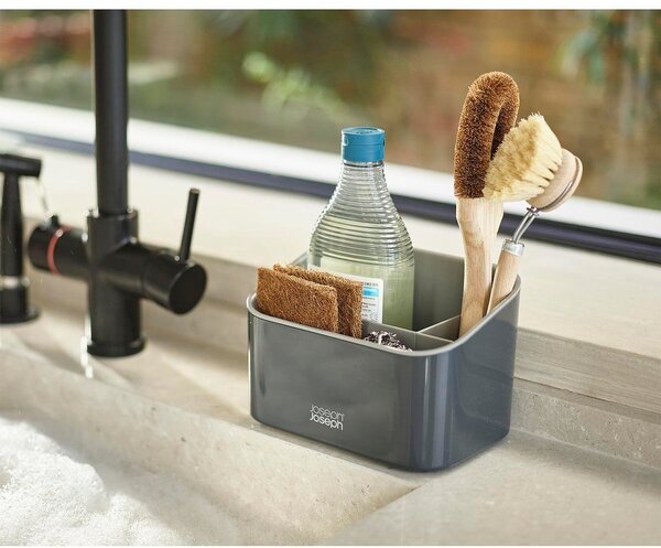 Temno sivo plastično držalo za detergent SinkStore – Joseph Joseph