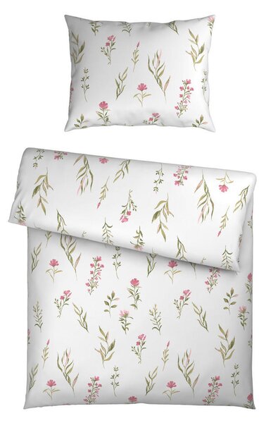 POSTELJNINA Mavie 140/200 cm saten roza, bela